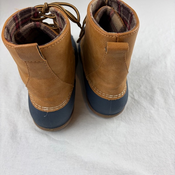 Henry Ferrera Women’s Tan Navy Faux Leather Lace Up Duck Boots sz. 8 - Picture 7 of 13